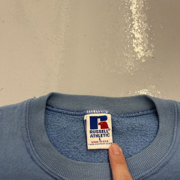 Vintage 90s Russell Athletic Light Blue Blank Sweatshirt - Picture 4 of 4